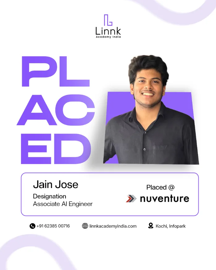 Jain Jose — placed as Associate AI Engineer at Nuventure